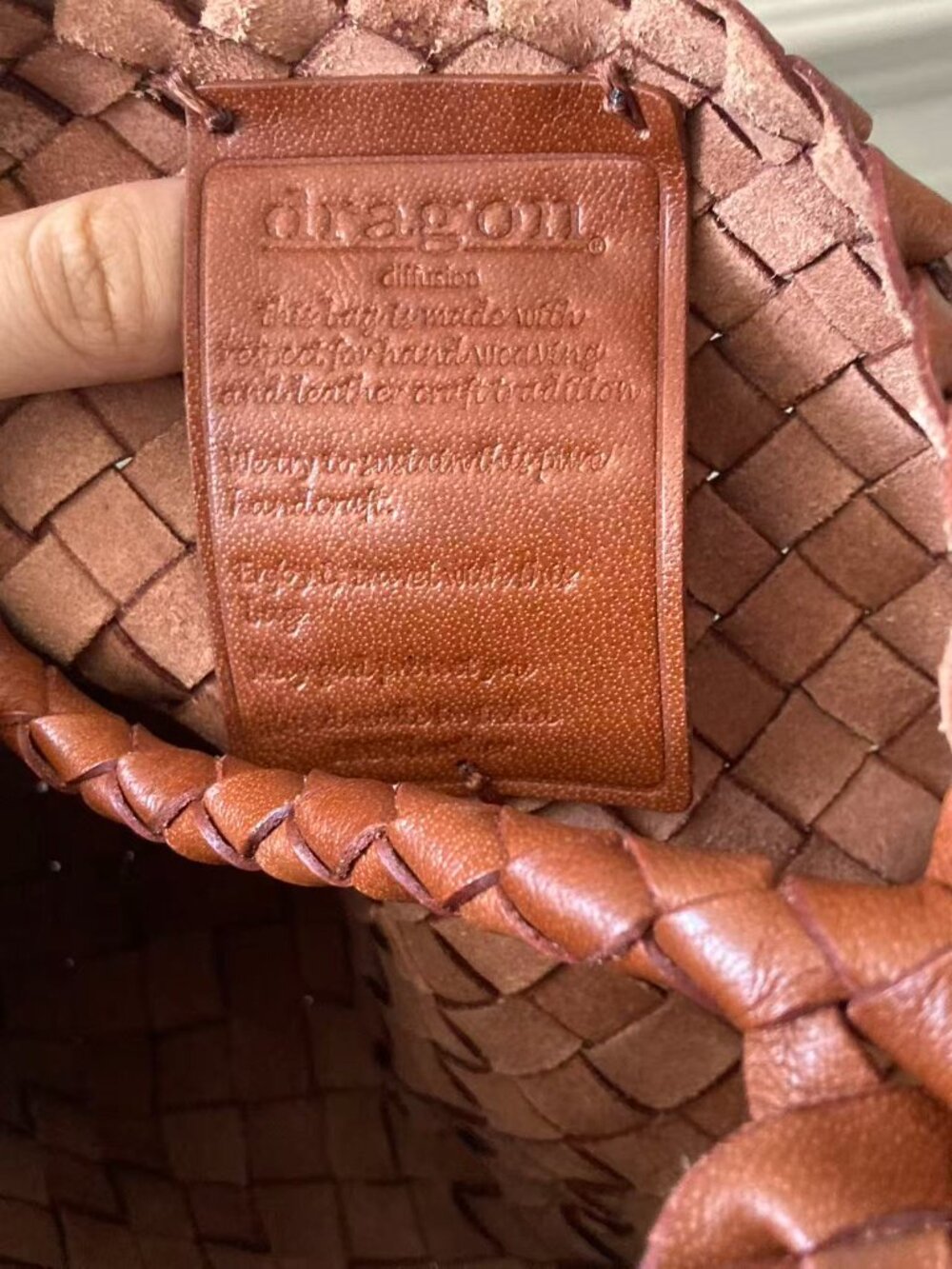 Dragon Diffusion Cognac Brown Woven Leather Shoulder Bag - Picture 5 of 10